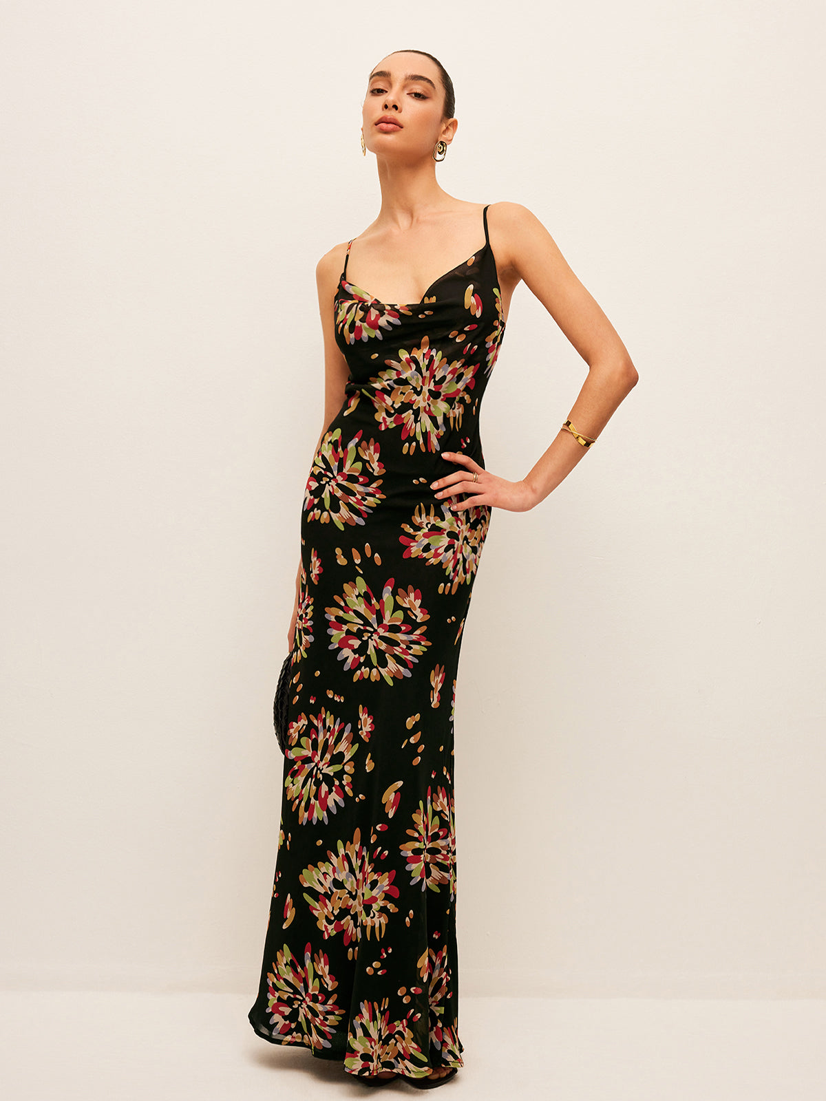 Boho Sırtı Bağlı Şifon Askılı Elbise