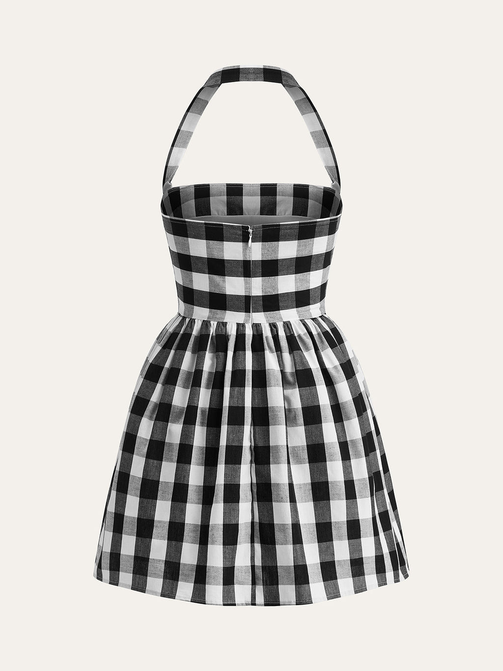 Ekose Askılı Flare Elbise