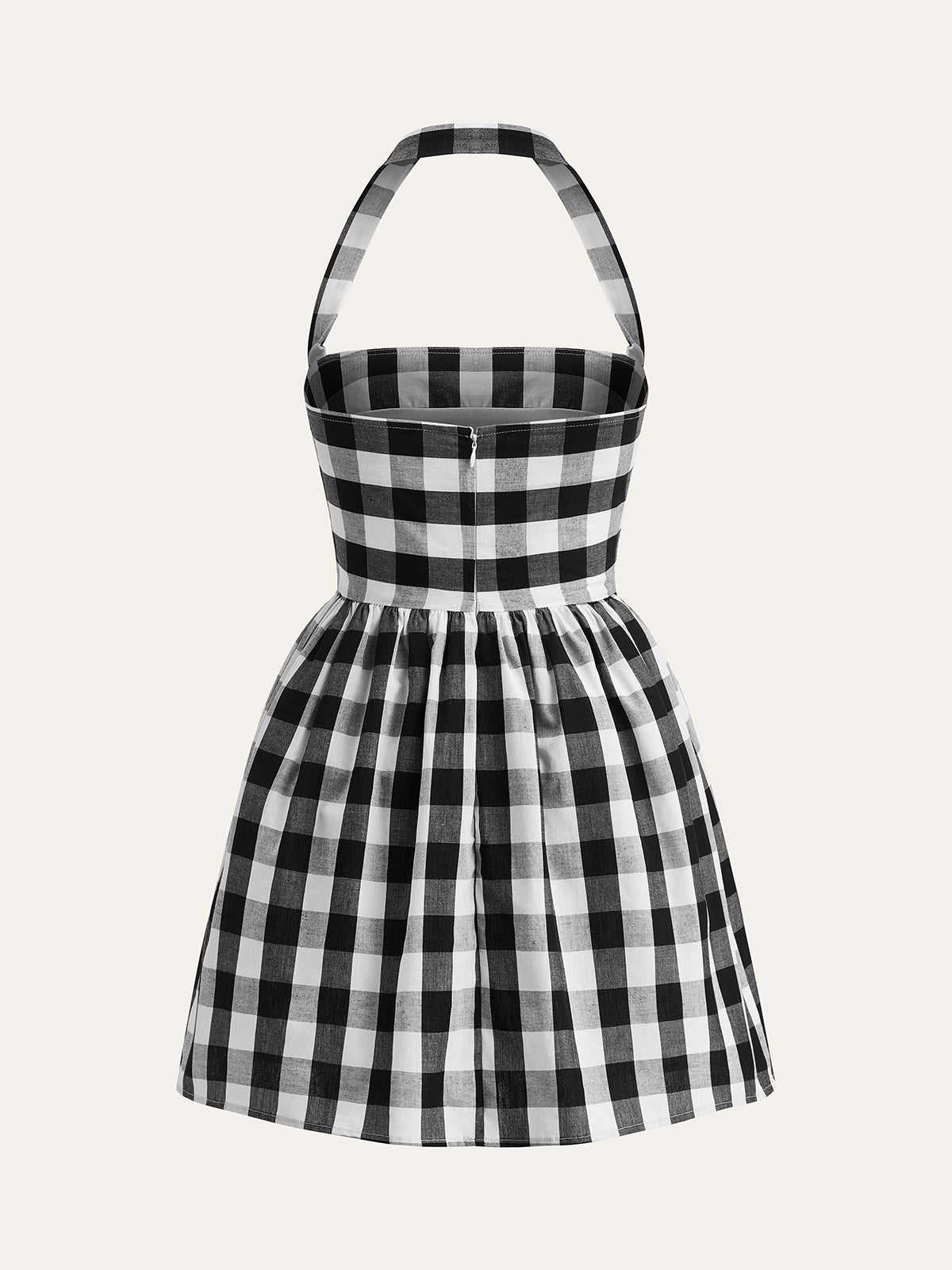 Ekose Askılı Flare Elbise