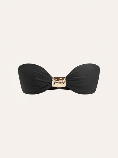 Metalik Fiyonklu Bandeau Bikini Üstü