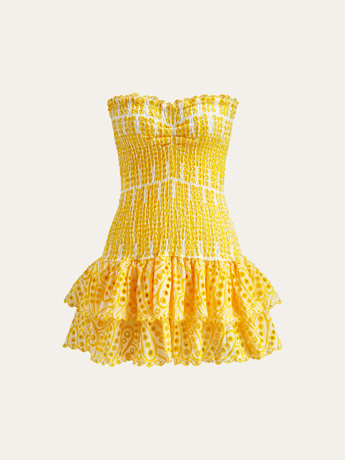 Pamuklu Sevgilim İşlemeli Etek Ucu Straplez Elbise