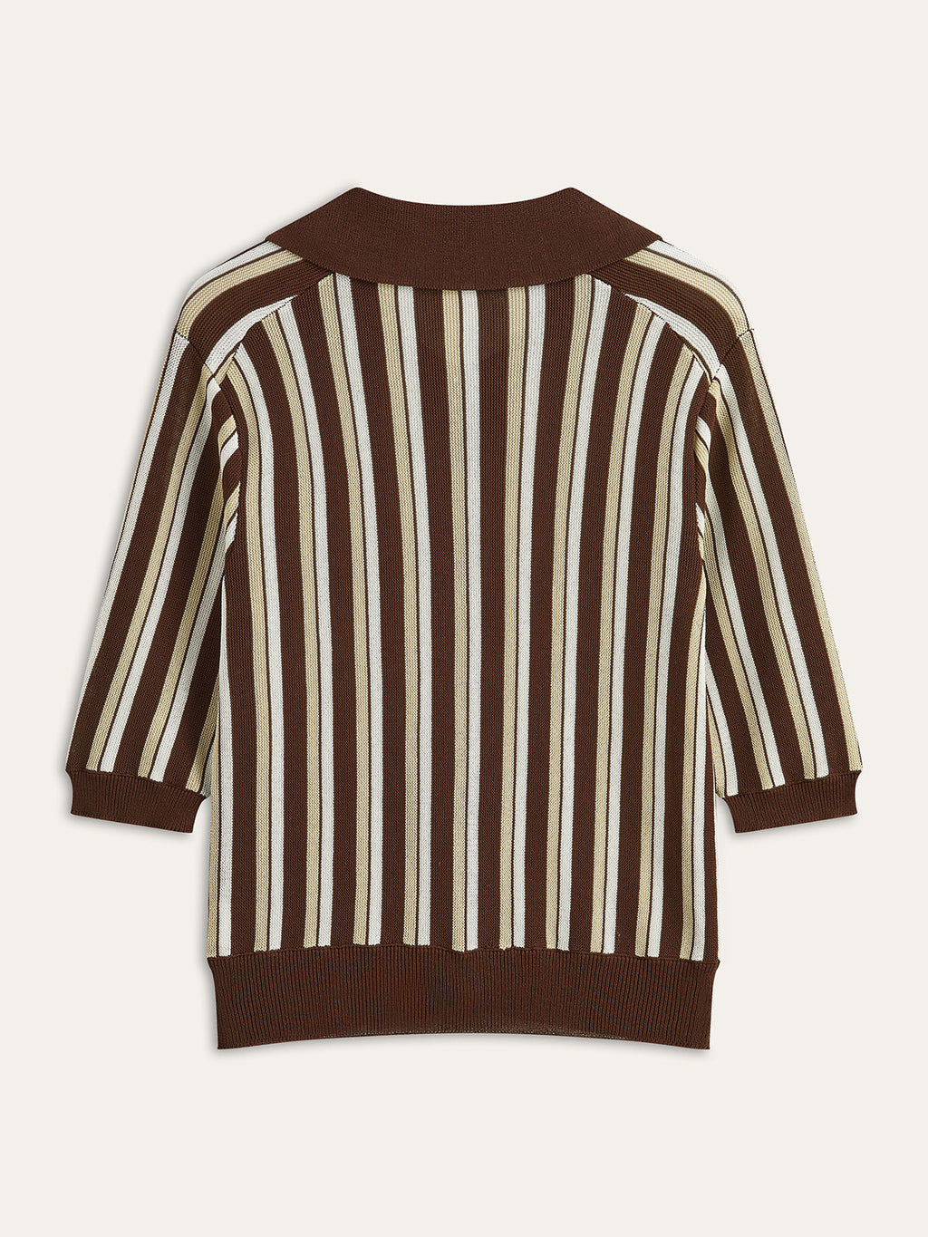 Çizgili Düğmeli Örgü Üst