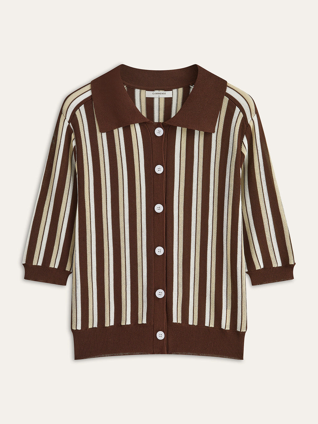 Çizgili Düğmeli Örgü Üst