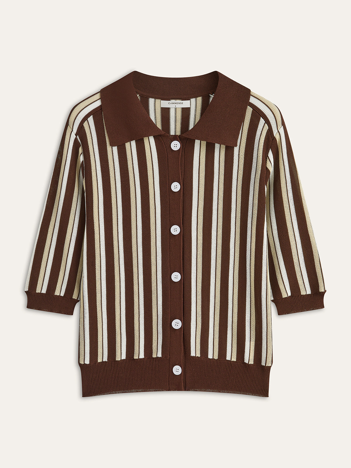 Çizgili Düğmeli Örgü Üst