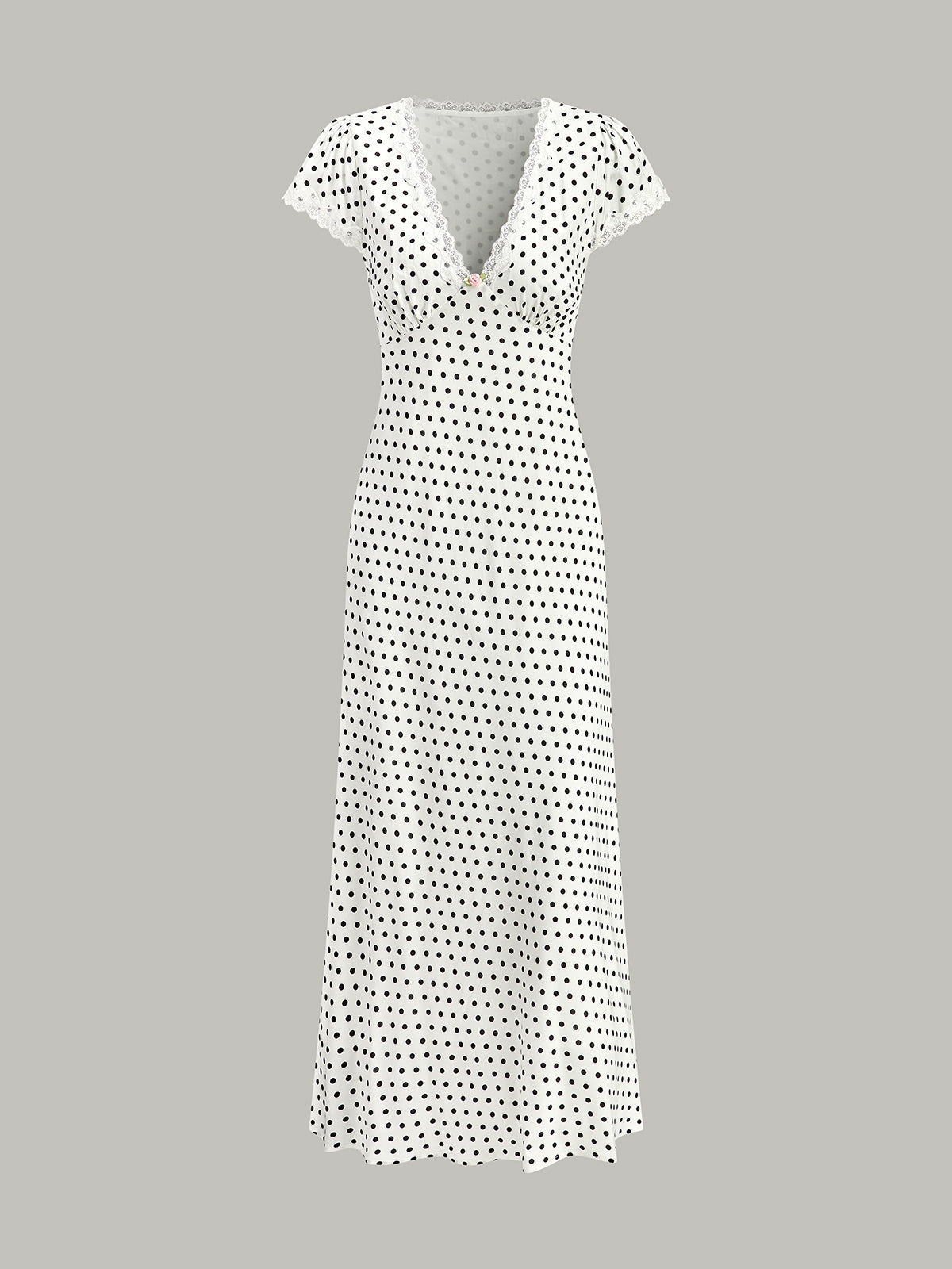 Polka Dot Dantel-Kenar Elbise