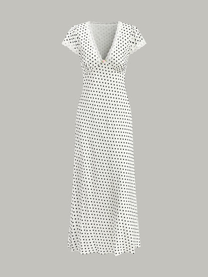 Polka Dot Dantel-Kenar Elbise