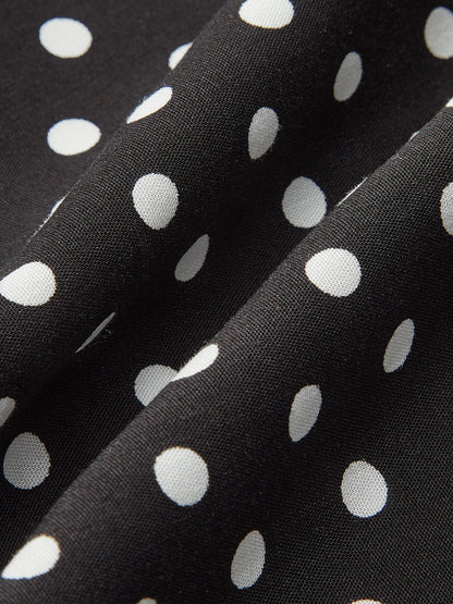 Polka Dot Dantel-Kenar Elbise