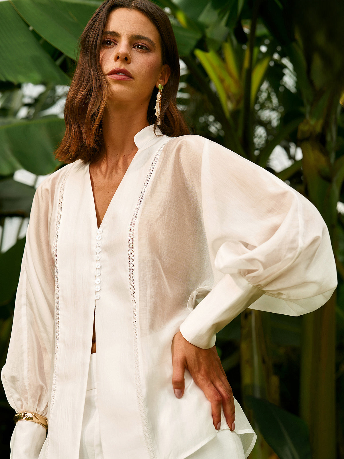 Şeffaf Puf Kollu Bluz