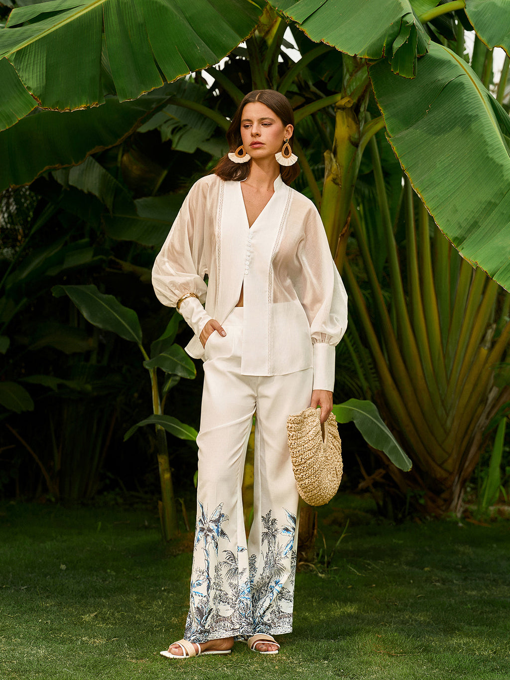 Şeffaf Puf Kollu Bluz