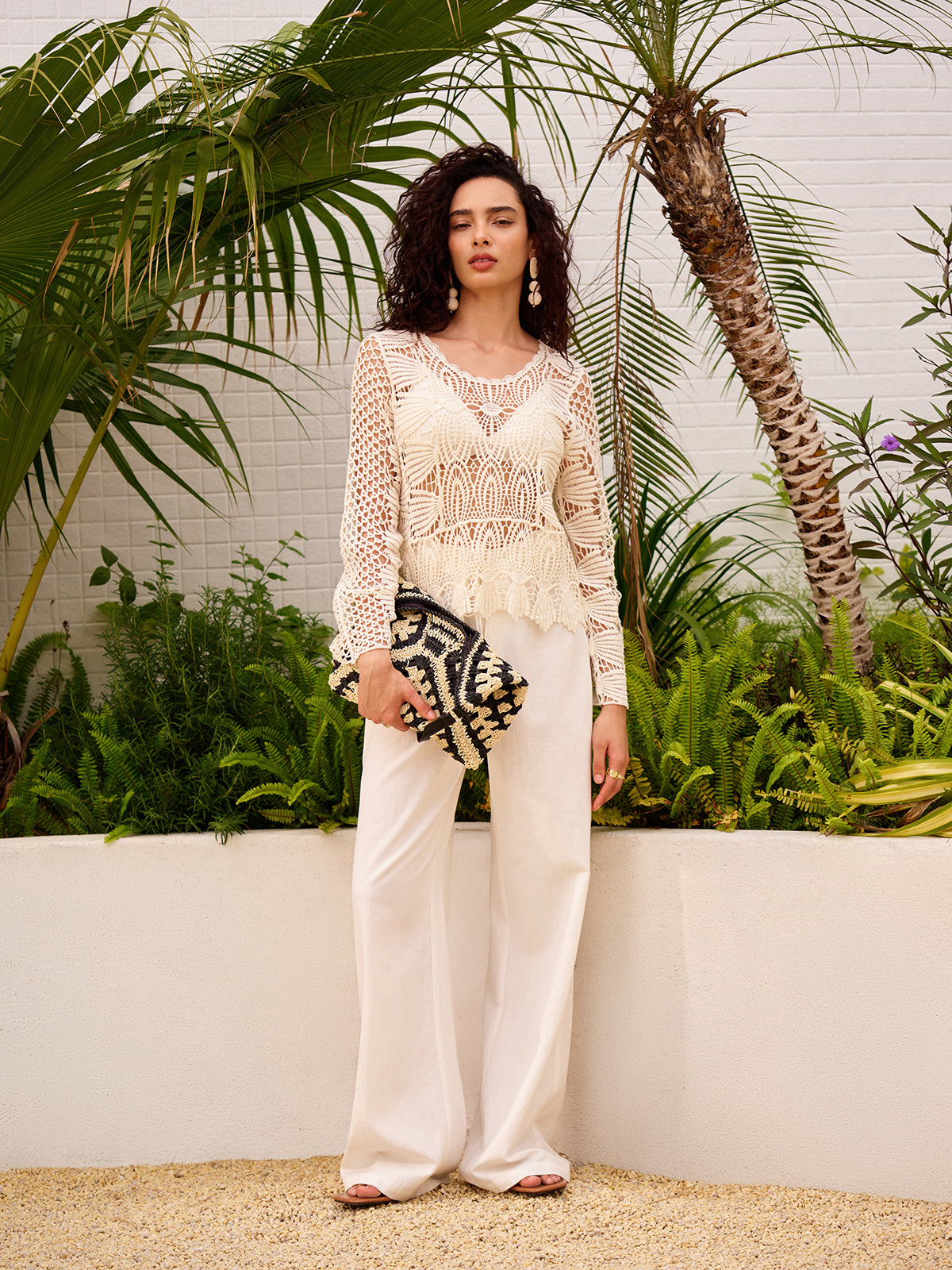 Şeffaf Pamuklu Tığ Örgü Üst