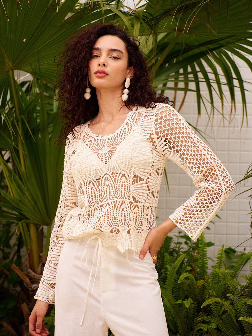 Şeffaf Pamuklu Tığ Örgü Üst