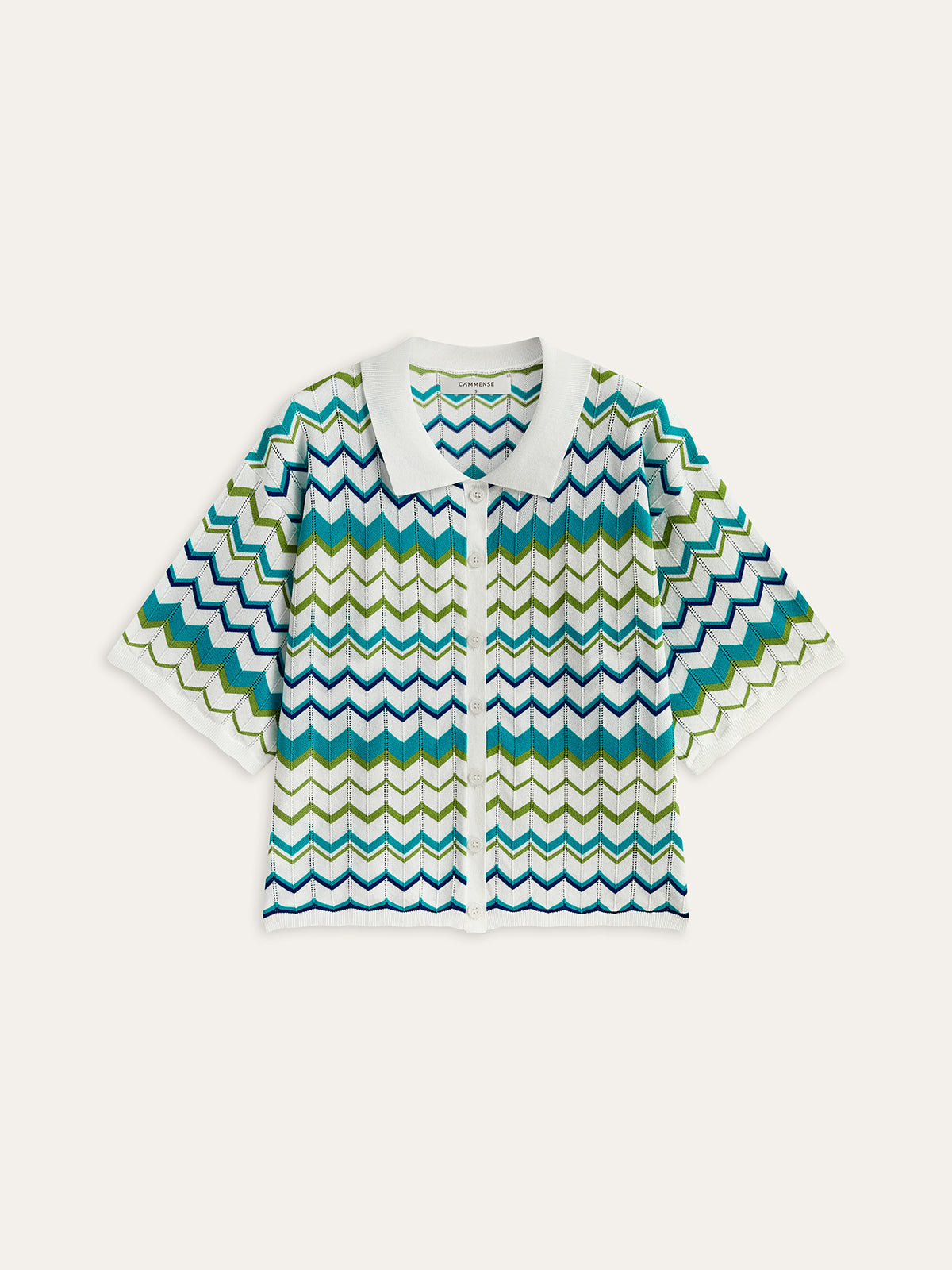 Chevron Desenli Örme Şort Takımı