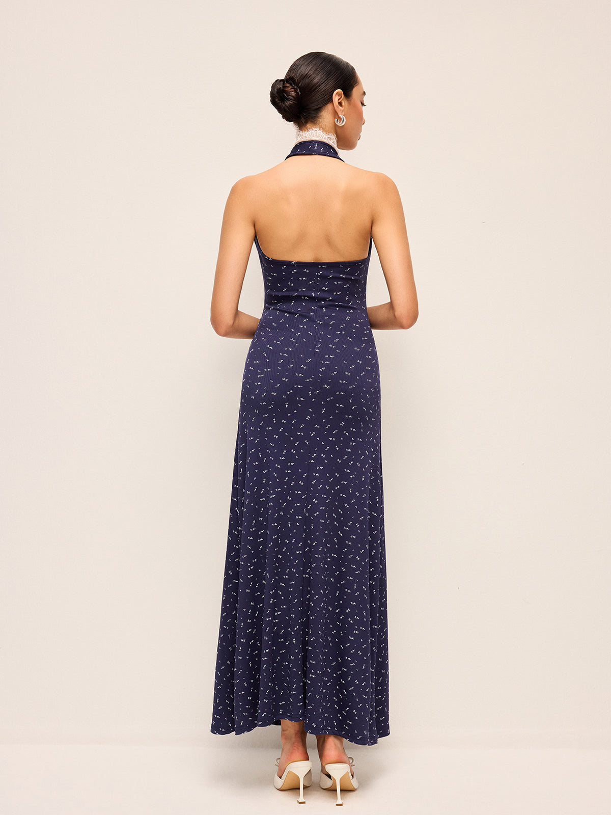 Dantel Kenarlı Askılı Baskılı Elbise