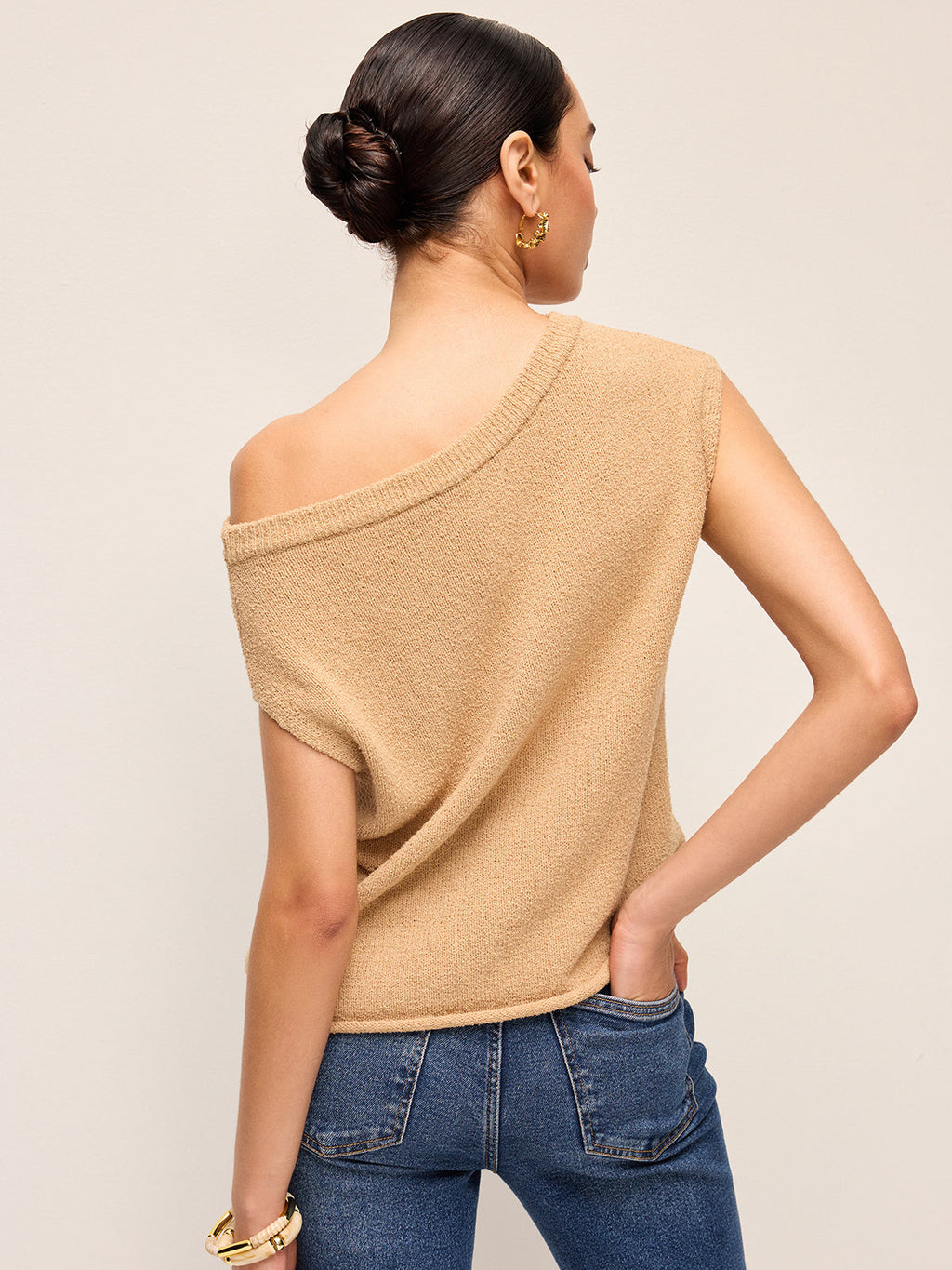 Pamuklu Omuz Açık Örgü Üst