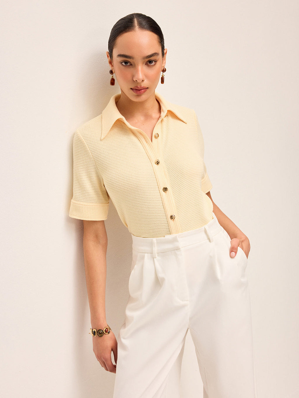 Kısa Kollu Örme Polo Gömlek