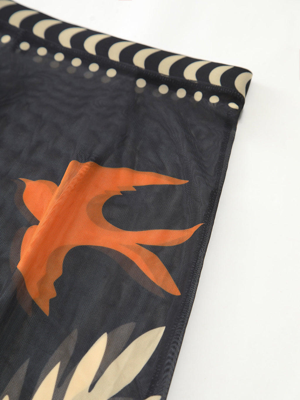 Kuş Desenli File Örtülü Uzun Etek