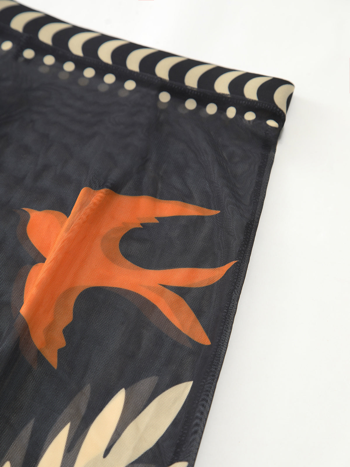 Kuş Desenli File Örtülü Uzun Etek