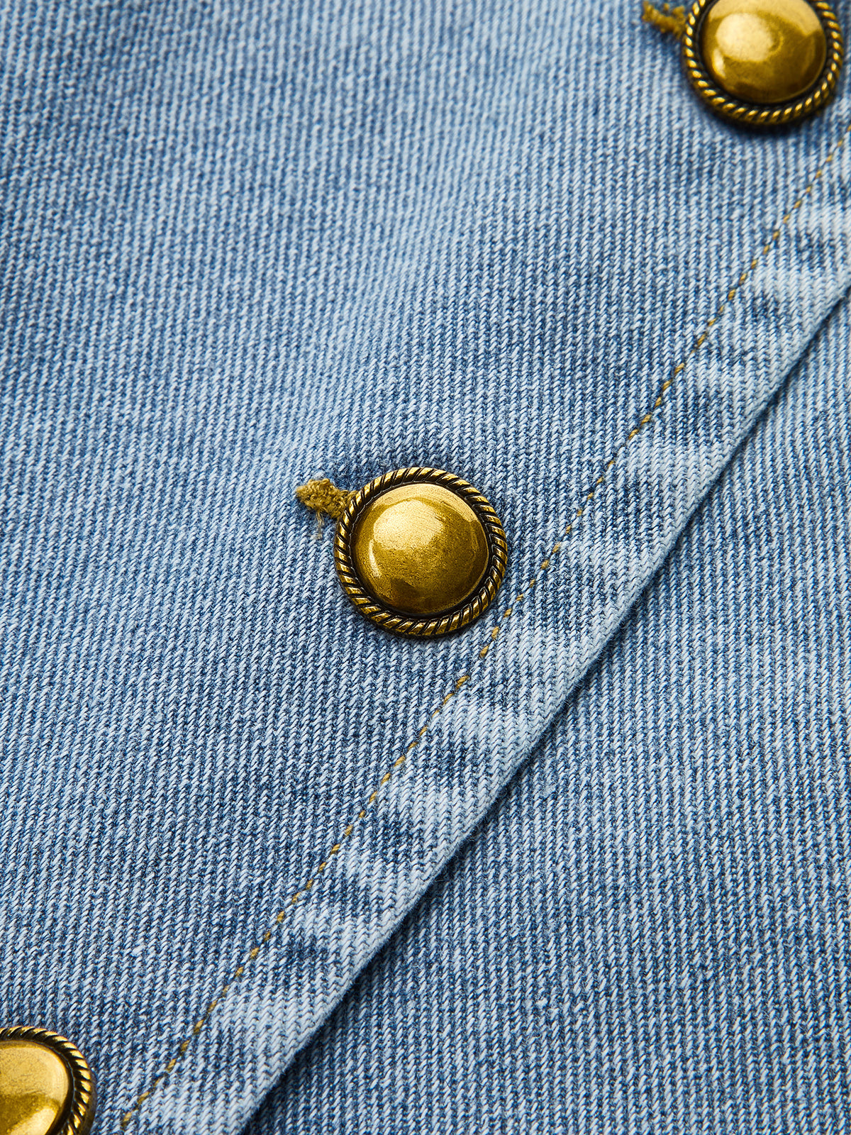 Kolsuz Düğmeli Kot Yelek