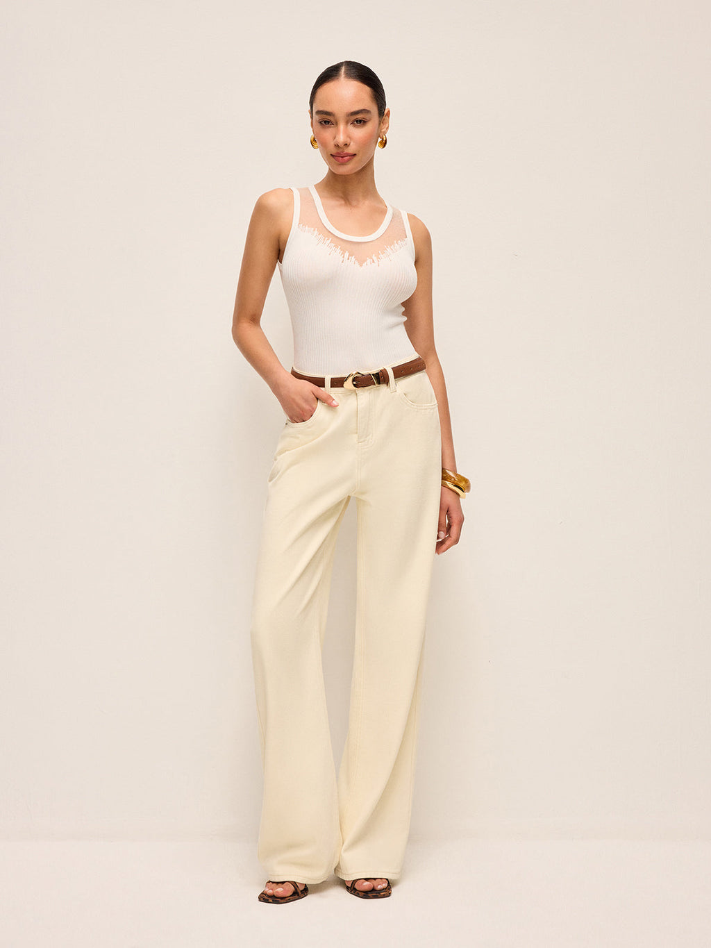 Şeffaf File Detaylı Örgü Üst