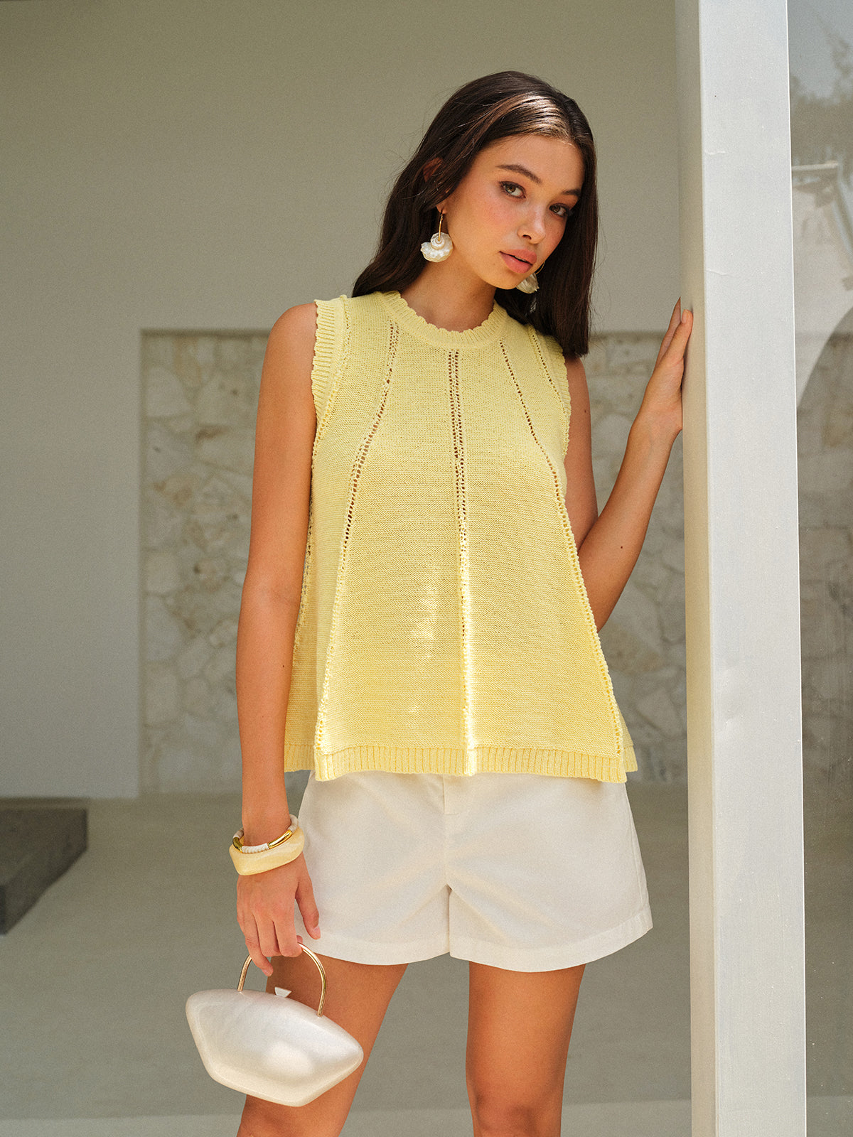 Gözlü Kırışık Yün Yelek