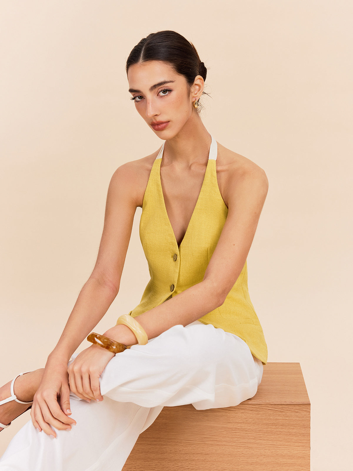 Pamuklu Ve Keten Askılı Üst Dekor Cepli