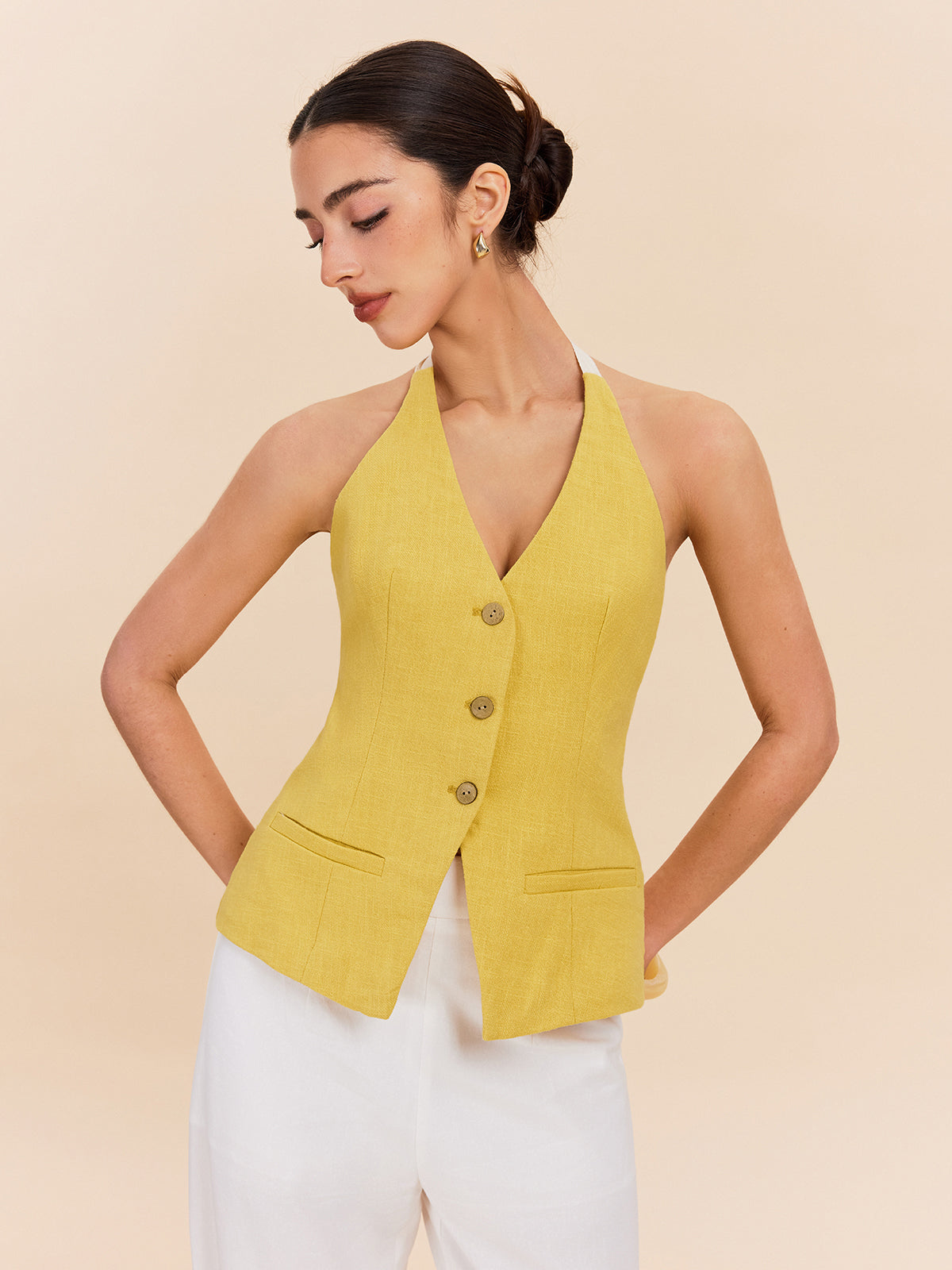 Pamuklu Ve Keten Askılı Üst Dekor Cepli