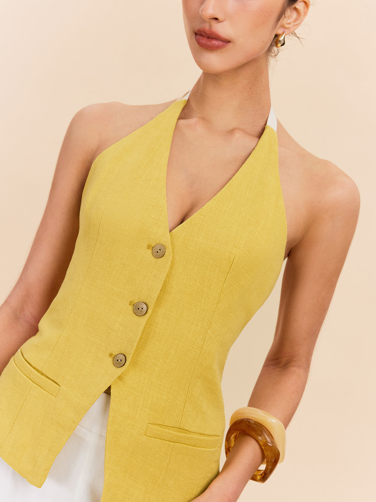 Pamuklu Ve Keten Askılı Üst Dekor Cepli