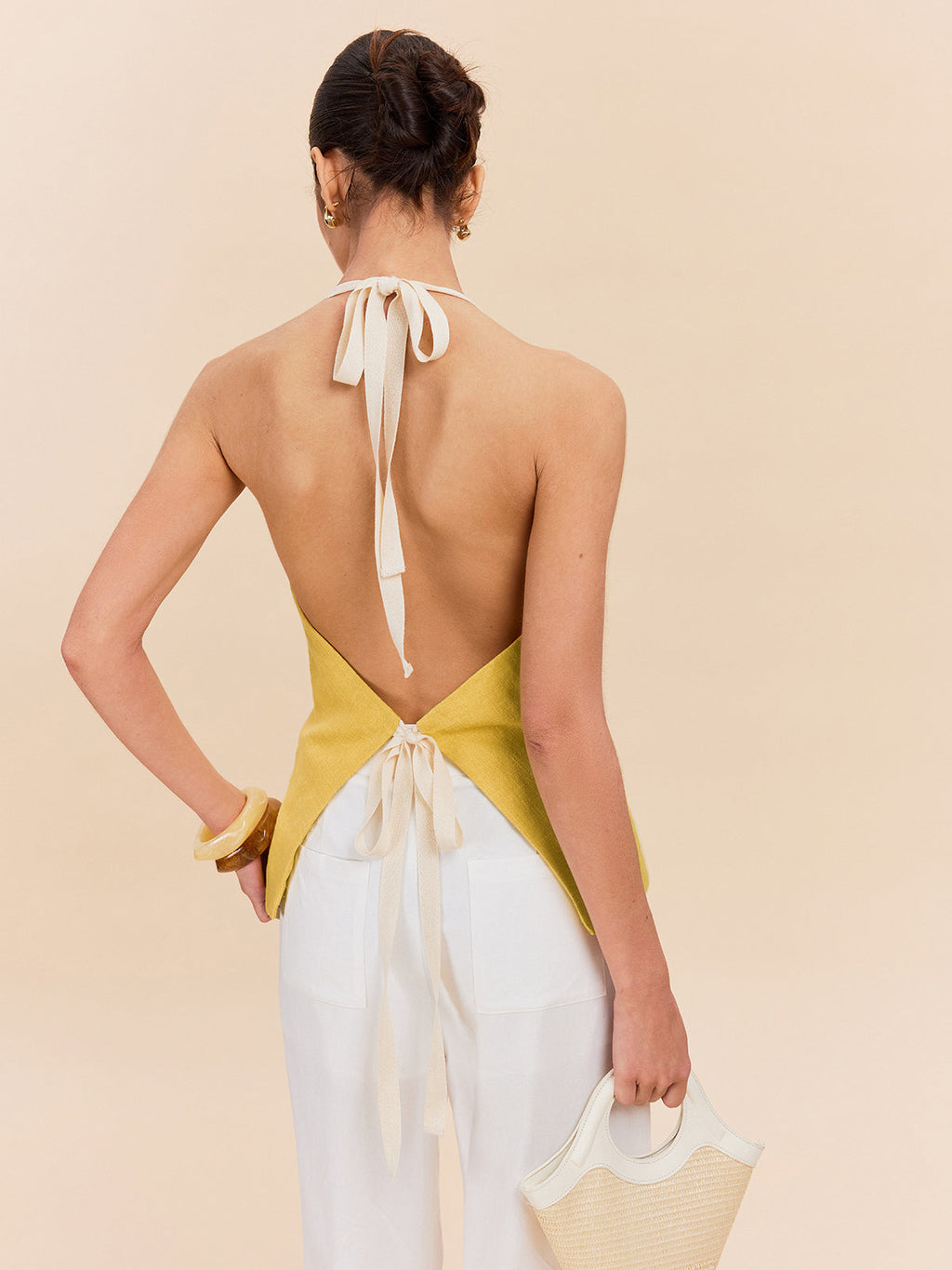 Pamuklu Ve Keten Askılı Üst Dekor Cepli