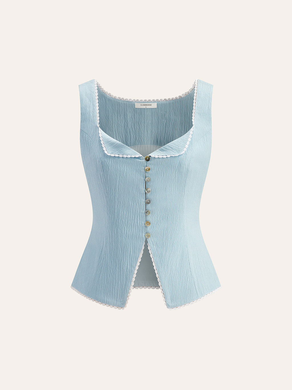 Önü Düğmeli Dantelli Üst