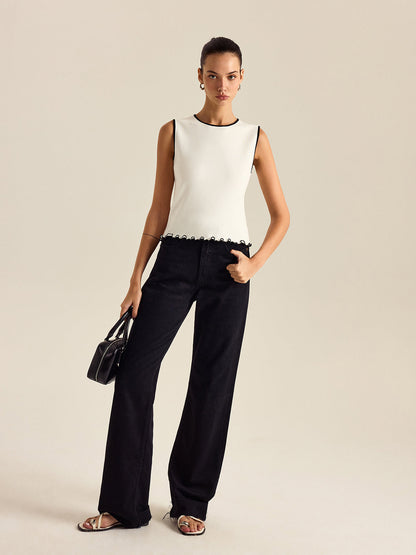 Kontrastlı Kesimli Tank Top