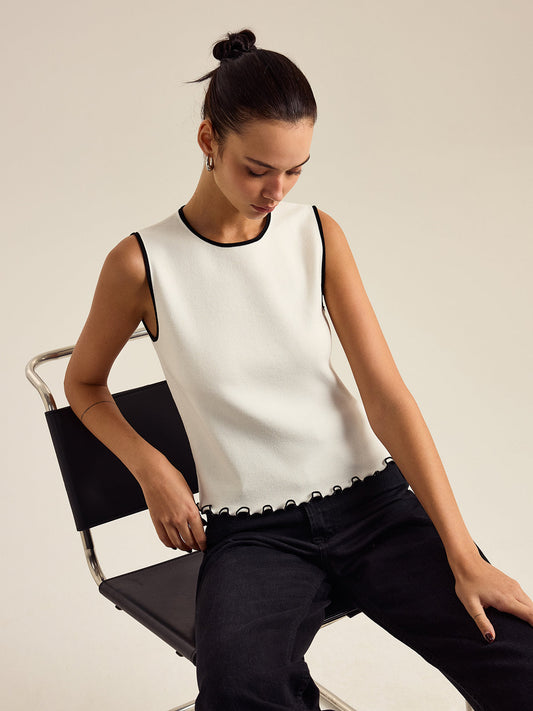 Kontrastlı Kesimli Tank Top