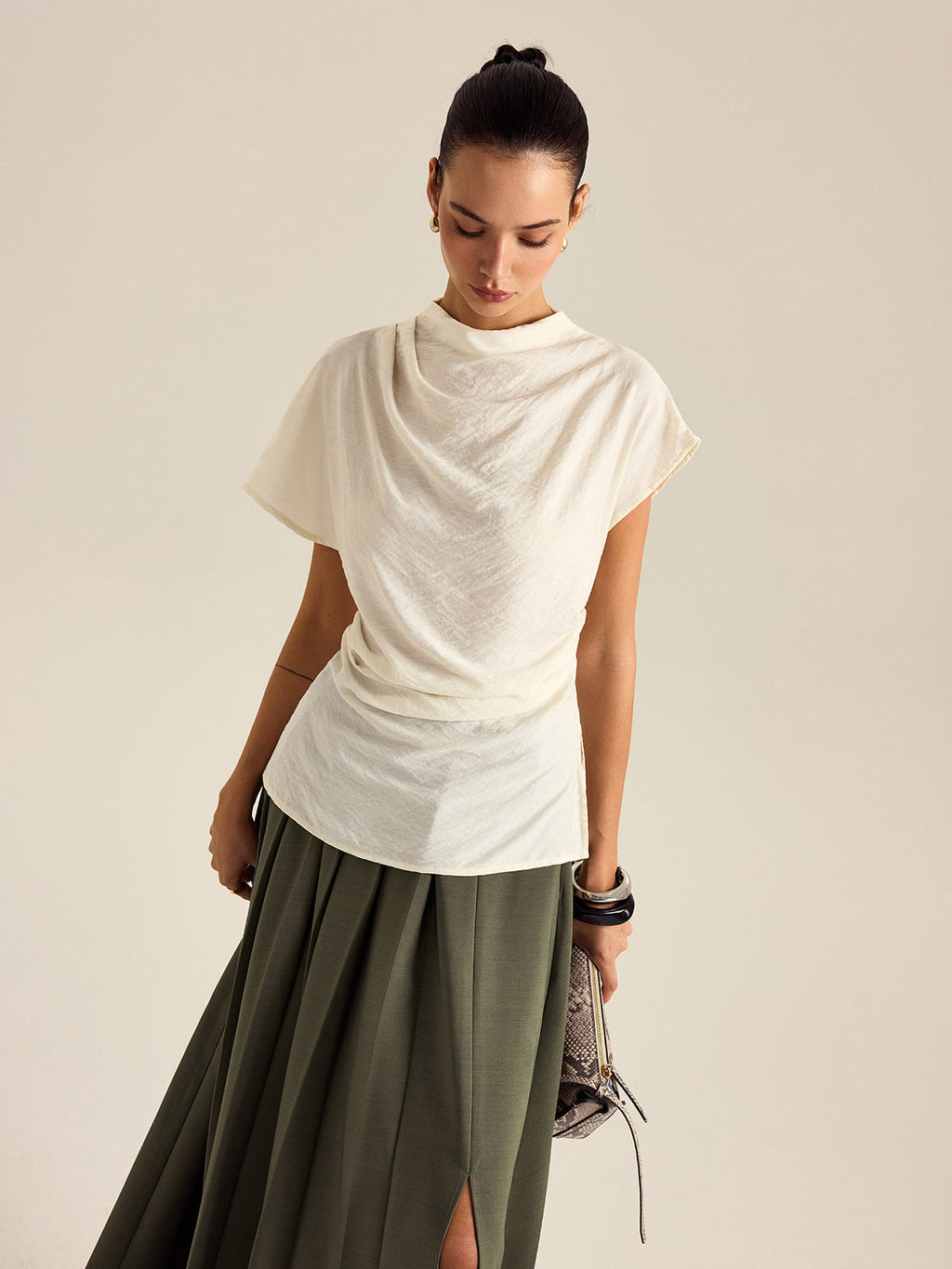 Drapeli Balıkçı Yaka Bluz