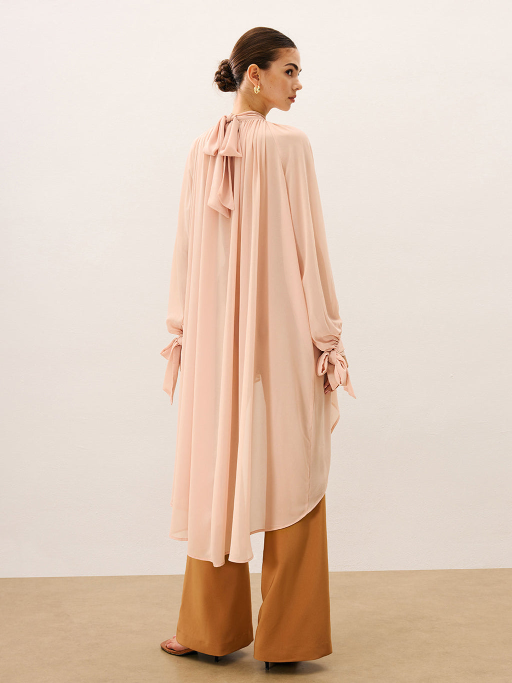 Fırfırlı Büyük Boy Yarı Şeffaf Şifon Bluz