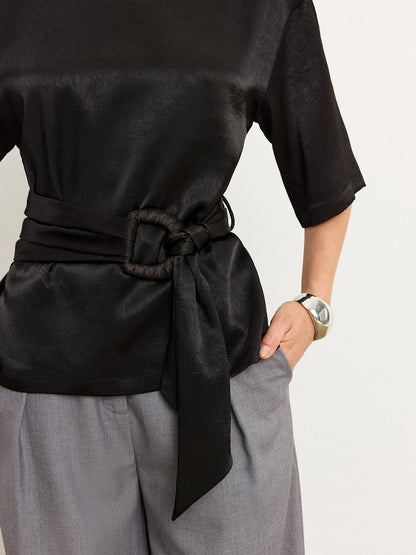 Kemerli Saten Tişört