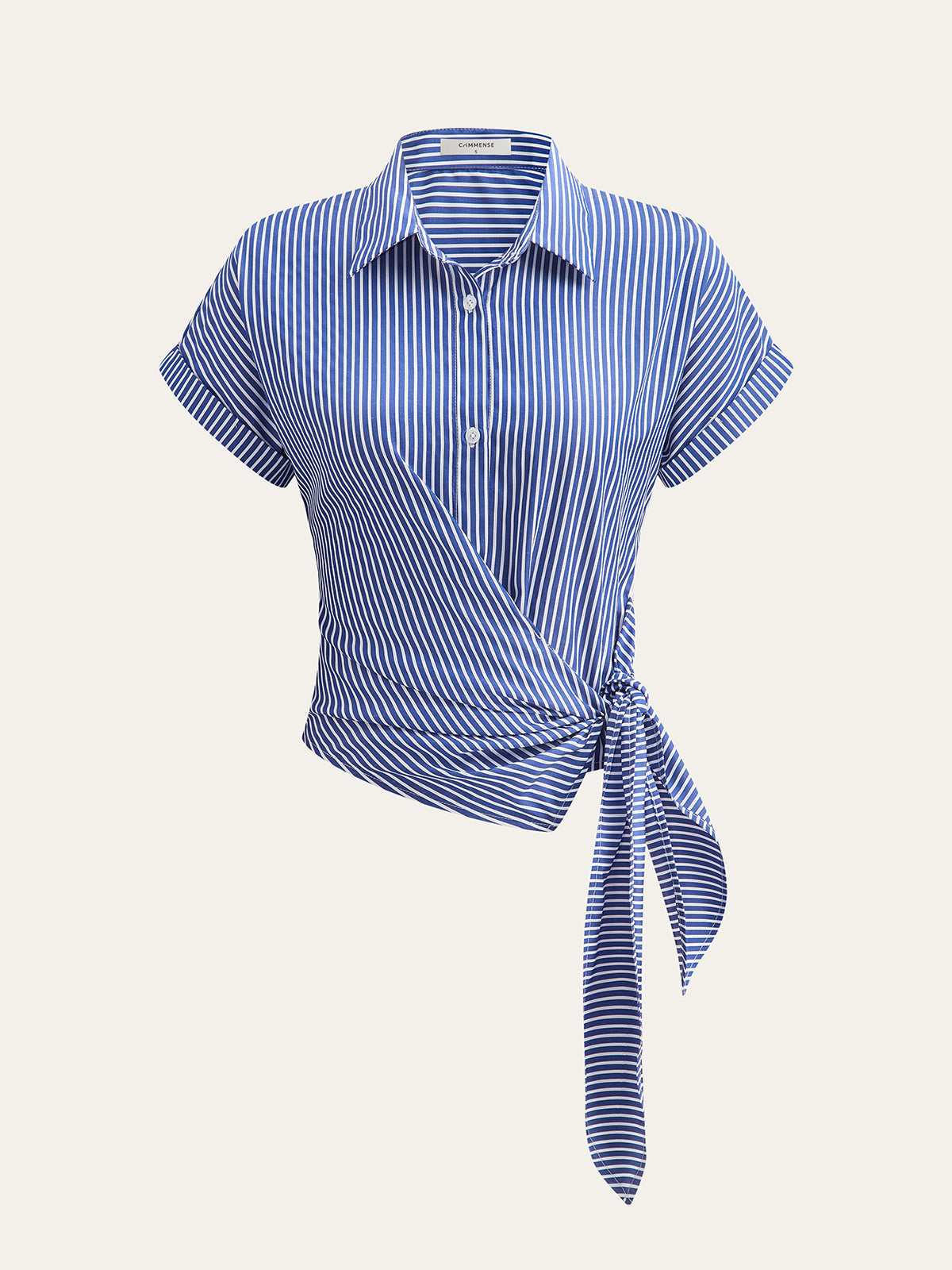 Çizgili Asimetrik Drapeli Bluz