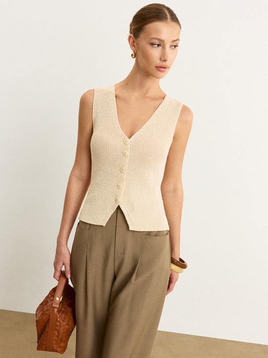 Örgü Düğmeli Ön Yelek