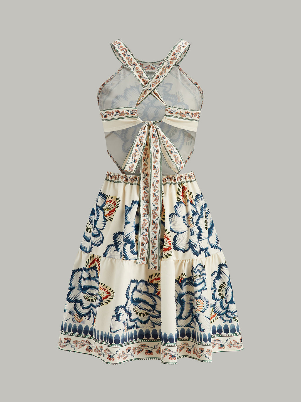 Çiçek Desenli Sırtı Açık Elbise