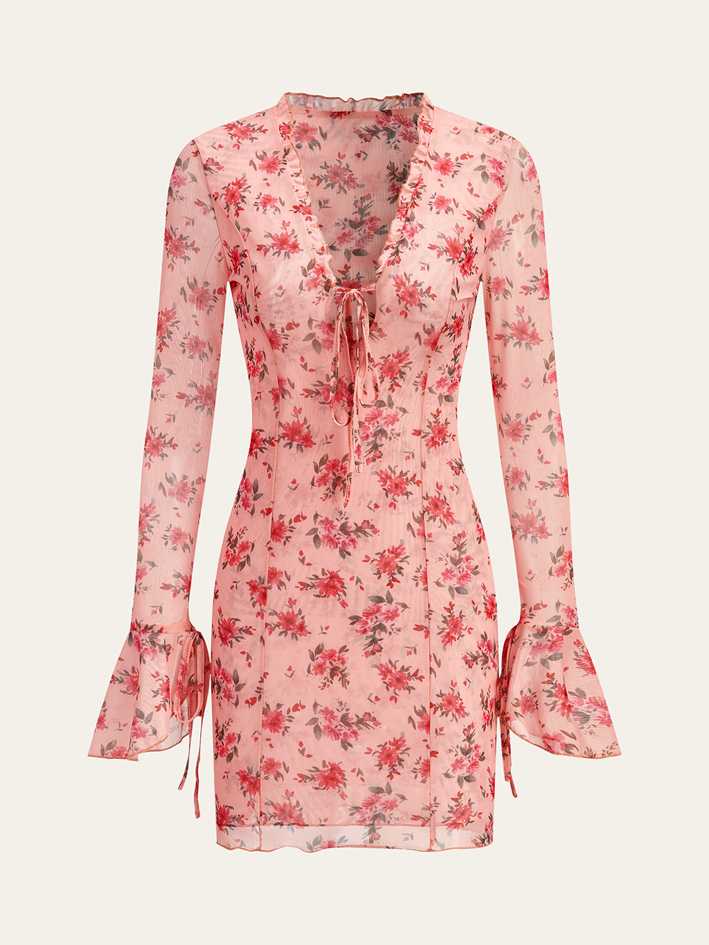 Baskılı Derin V Elbise