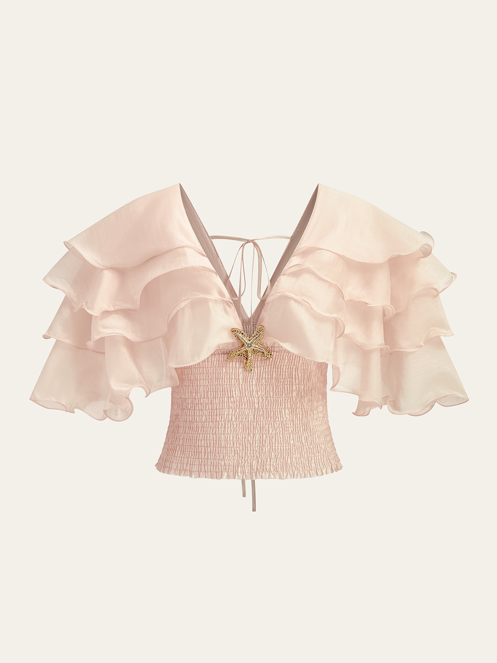 Fırfırlı Metal Dekorlu Bel Sıkılaştırıcı Üst