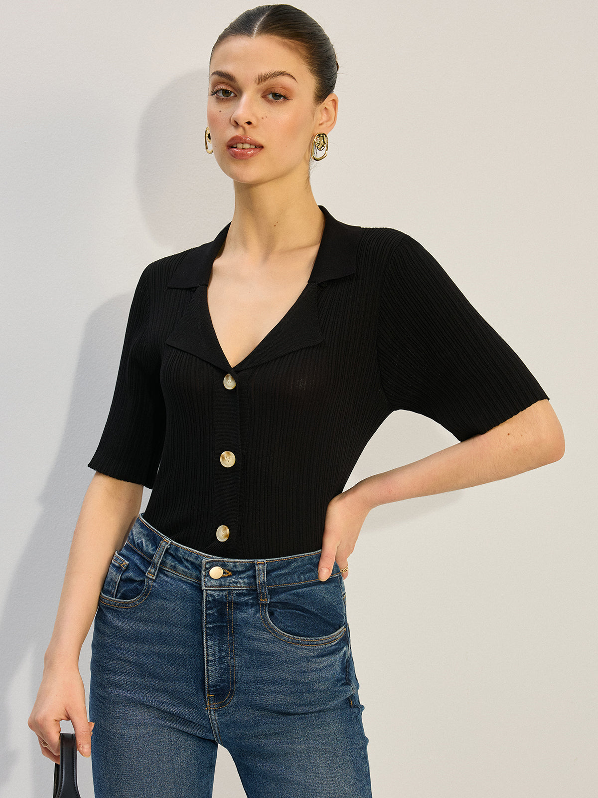 Örgü Düğmeli Bluz