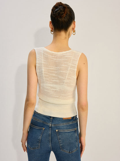 Metal Dekor Örgü Tank Top