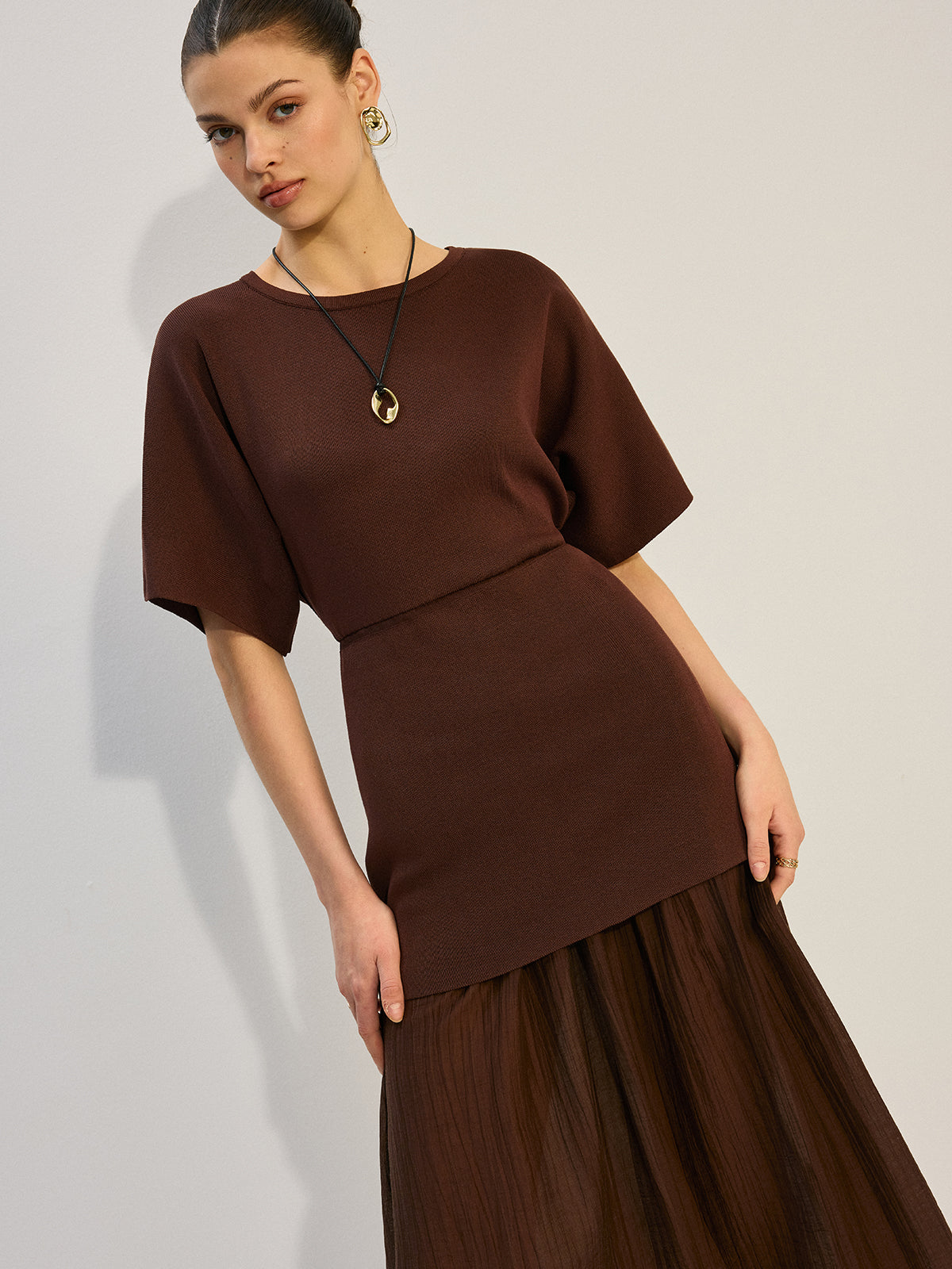 Şeffaf Panelli Uzun Elbise