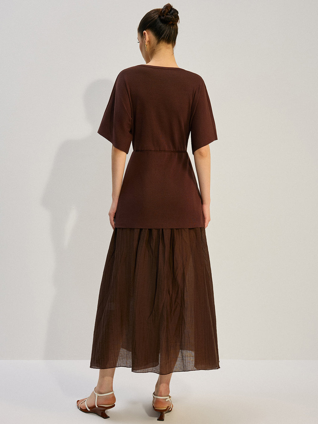 Şeffaf Panelli Uzun Elbise