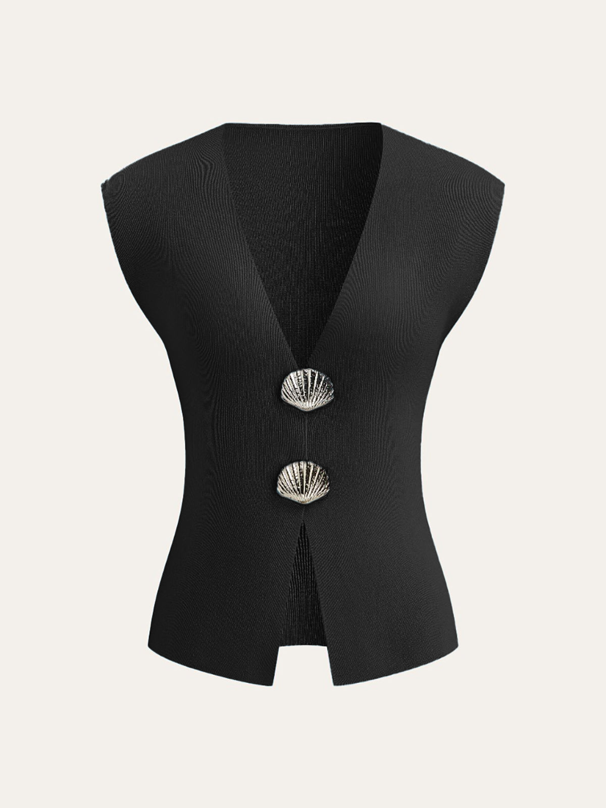 Kabuk Düğmeli Örgü Yelek