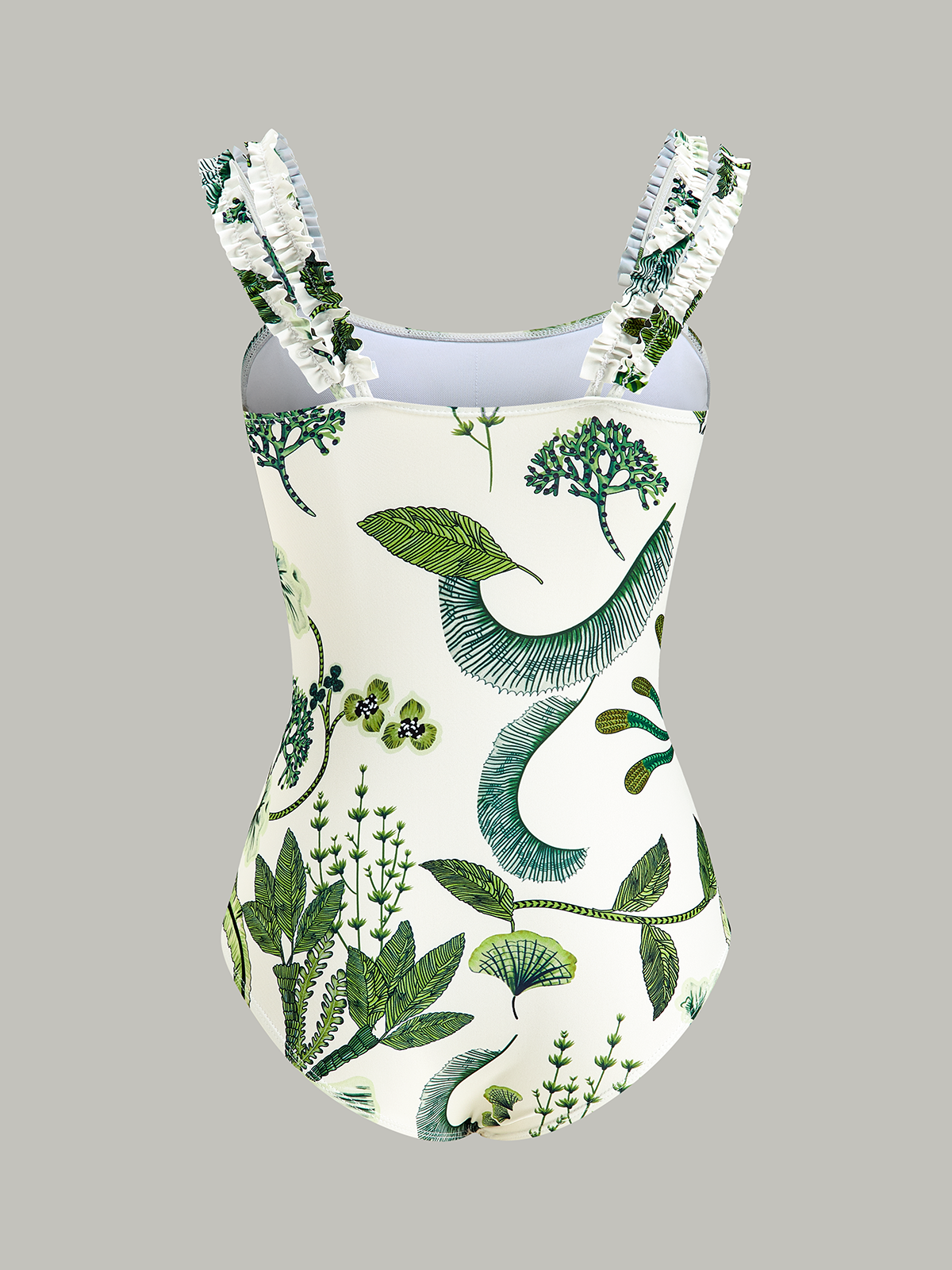 Çiçek Desenli Volan Askılı Tek Parça Mayo