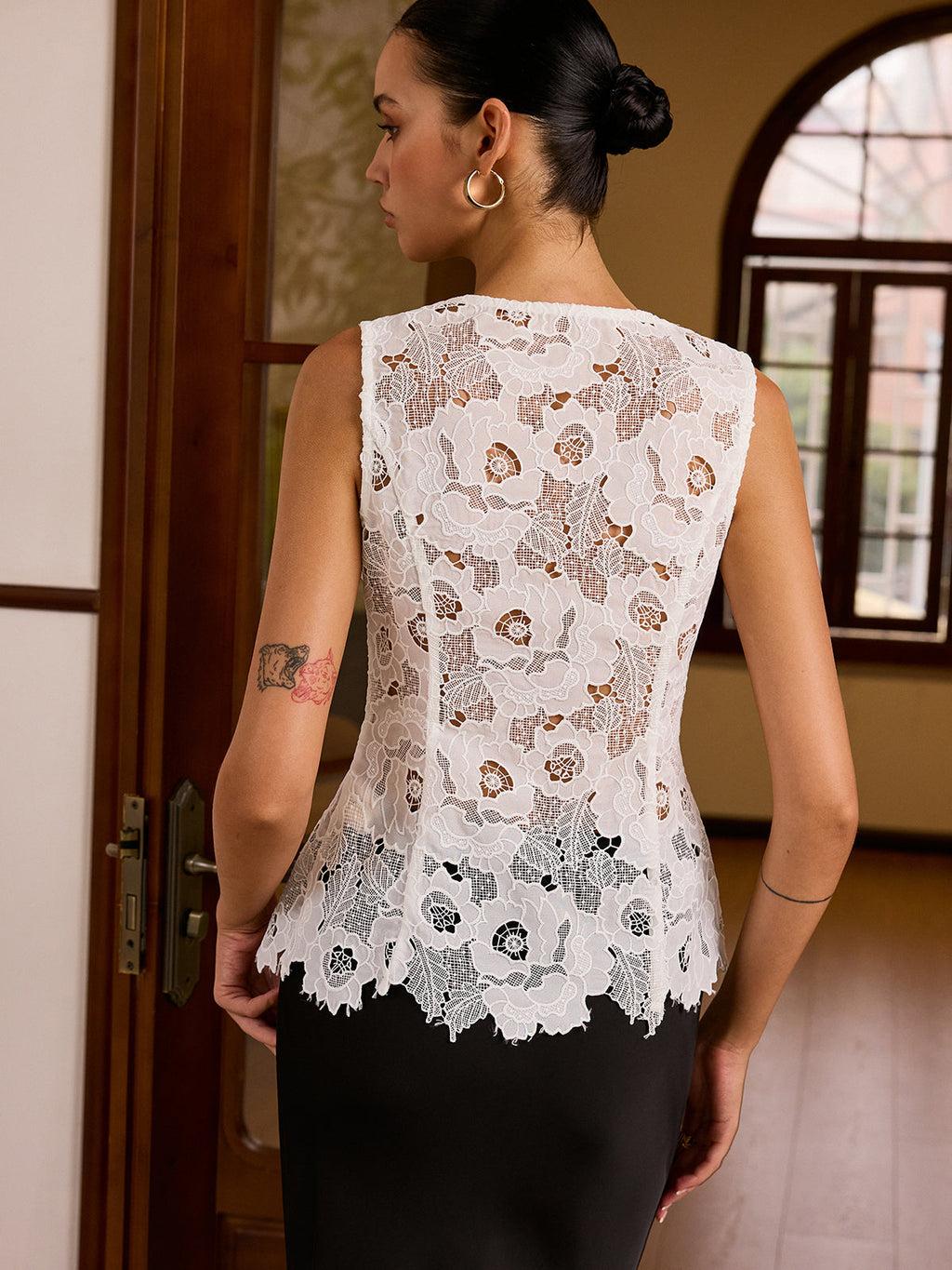 Dantel Renk Bloklu Yelek