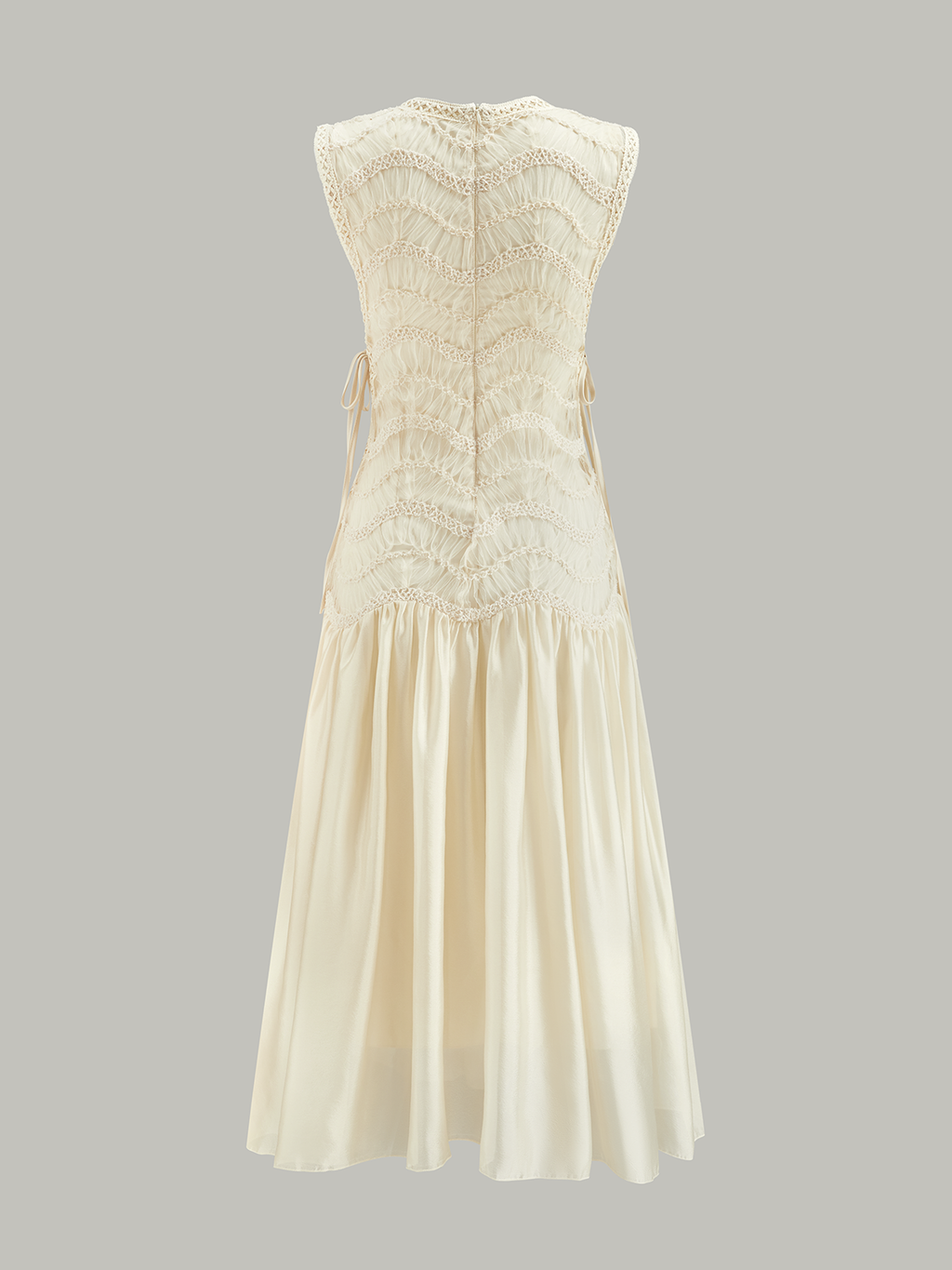 Dokulu Kumaş Panel Tül Elbise