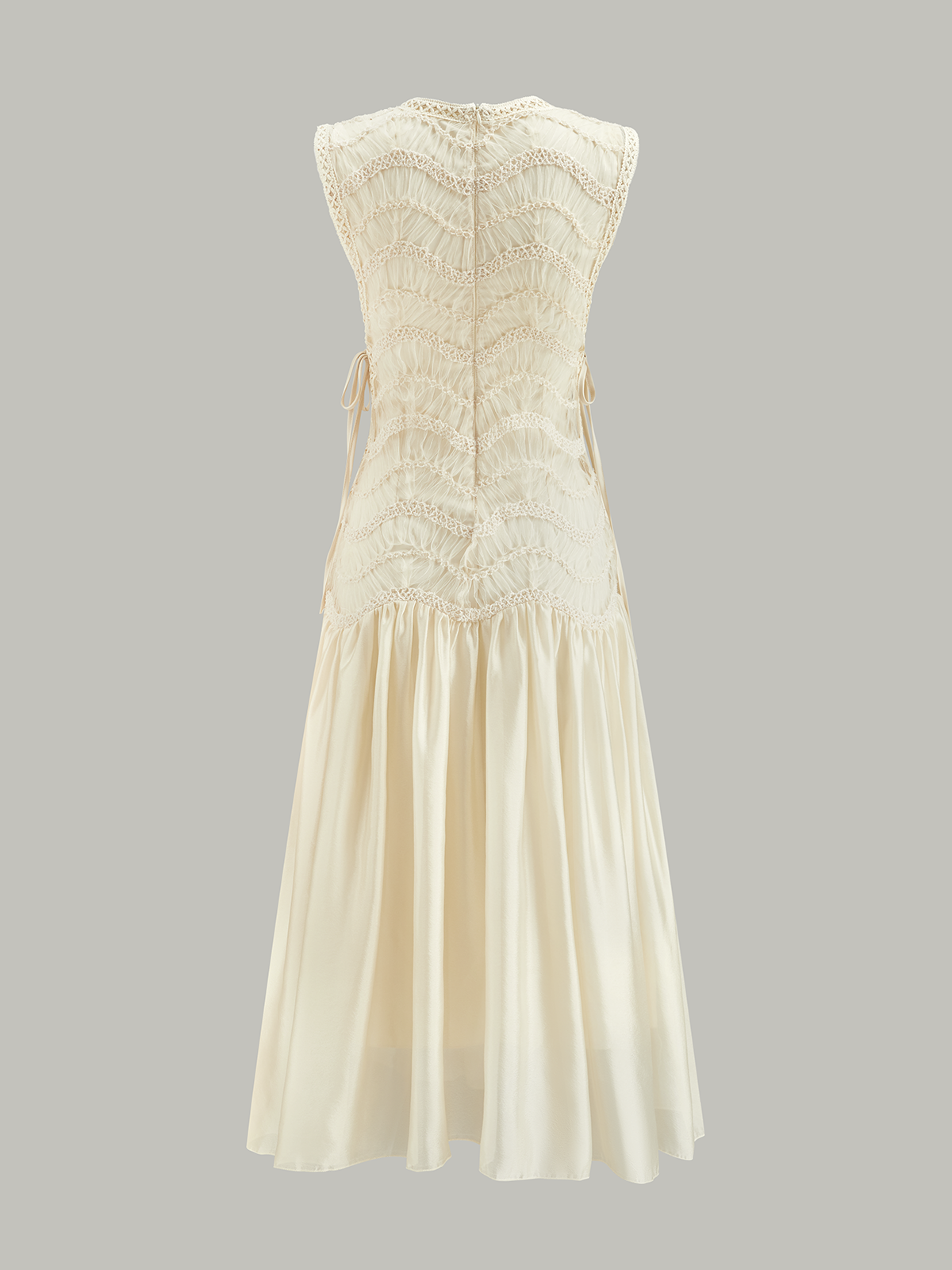 Dokulu Kumaş Panel Tül Elbise