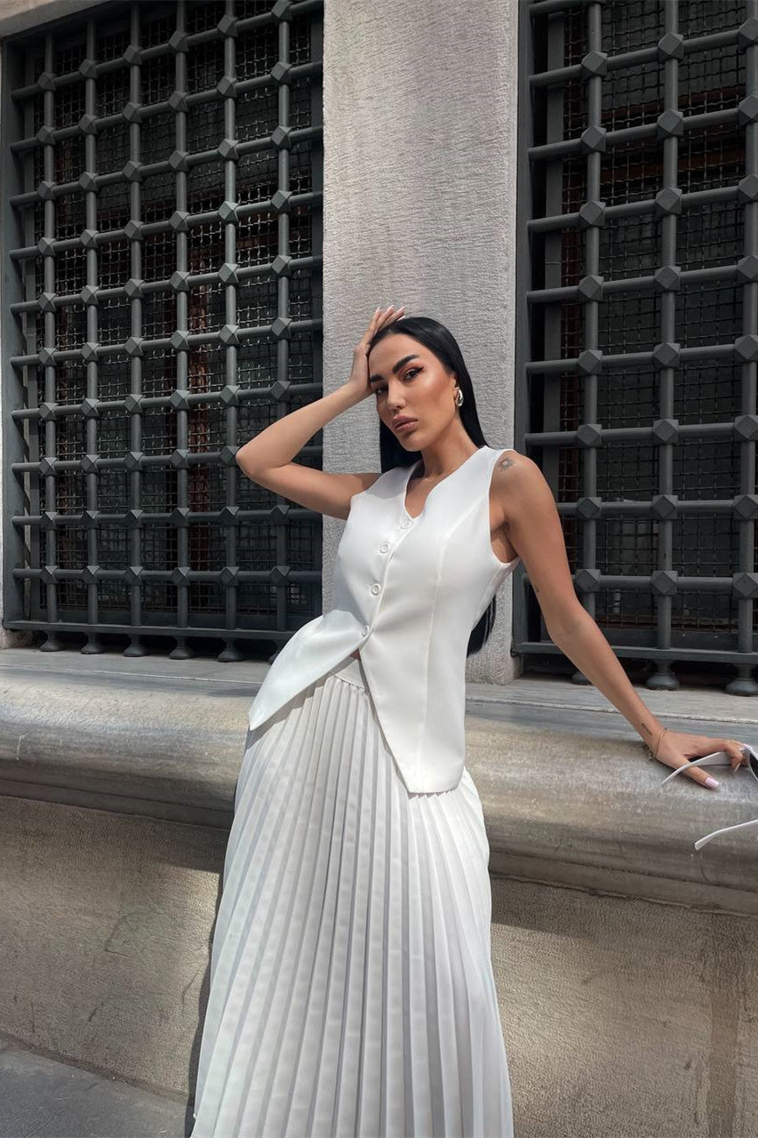 Salome Yelek Pileli Etek Takım