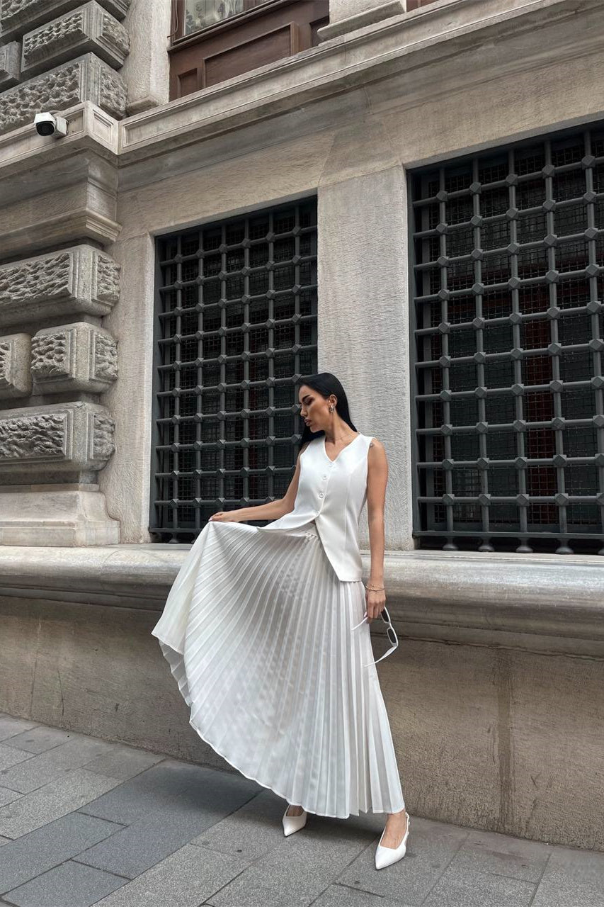 Salome Yelek Pileli Etek Takım